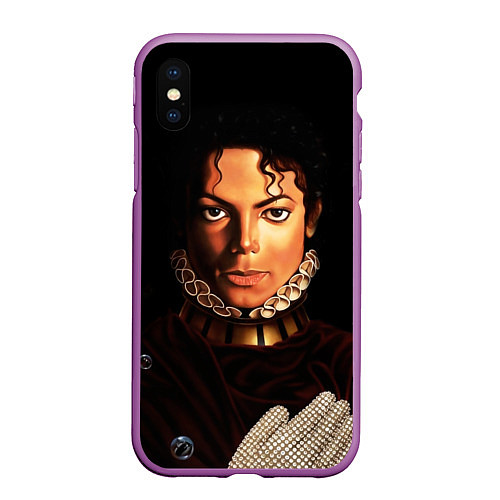Чехол iPhone XS Max матовый Король Майкл Джексон / 3D-Фиолетовый – фото 1