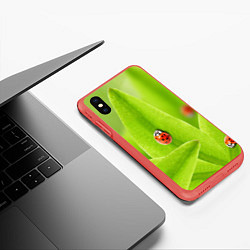 Чехол iPhone XS Max матовый Жучки на травке, цвет: 3D-красный — фото 2