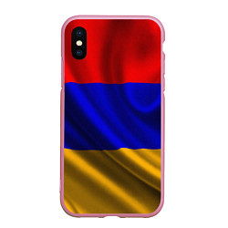 Чехол iPhone XS Max матовый Флаг Армения, цвет: 3D-розовый