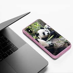 Чехол iPhone XS Max матовый Семейка панд, цвет: 3D-розовый — фото 2