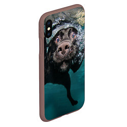Чехол iPhone XS Max матовый Пес дайвер, цвет: 3D-коричневый — фото 2