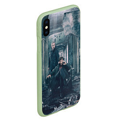 Чехол iPhone XS Max матовый Шерлок и Ватсон, цвет: 3D-салатовый — фото 2