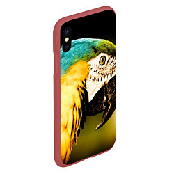 Чехол iPhone XS Max матовый Улыбка попугая, цвет: 3D-красный — фото 2