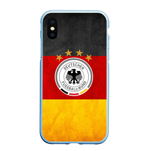 Чехол iPhone XS Max матовый Сборная Германии / 3D-Голубой – фото 1