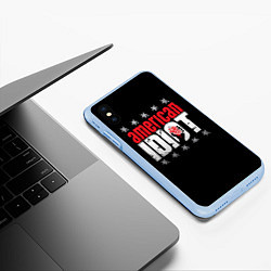 Чехол iPhone XS Max матовый Green Day: American idiot, цвет: 3D-голубой — фото 2