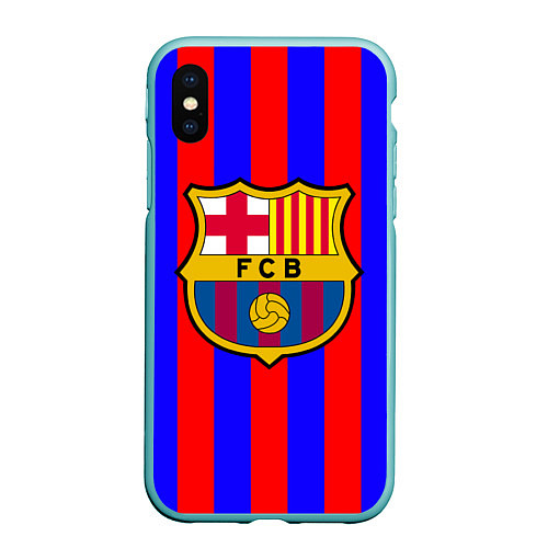 Чехол iPhone XS Max матовый Barca FCB Club / 3D-Мятный – фото 1