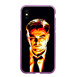 Чехол iPhone XS Max матовый Леонардо Ди Каприо, цвет: 3D-фиолетовый