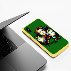 Чехол iPhone XS Max матовый Green Day: Trio, цвет: 3D-желтый — фото 2