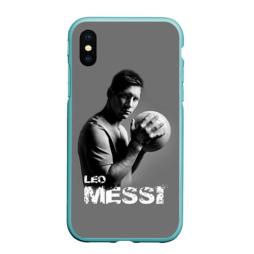 Чехол iPhone XS Max матовый Leo Messi / 3D-Мятный – фото 1