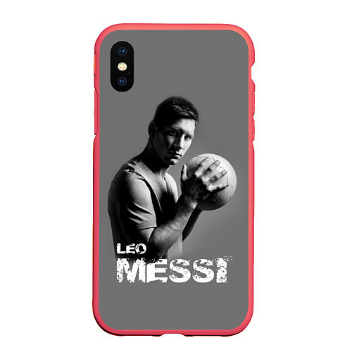 Чехол iPhone XS Max матовый Leo Messi / 3D-Красный – фото 1