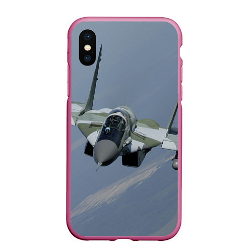 Чехол iPhone XS Max матовый MiG-29SMT / 3D-Малиновый – фото 1