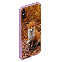 Чехол iPhone XS Max матовый Осенняя лиса, цвет: 3D-сиреневый — фото 2