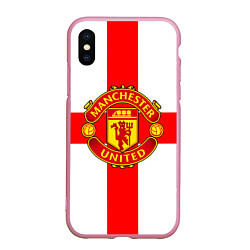 Чехол iPhone XS Max матовый Manchester Utd: England, цвет: 3D-розовый
