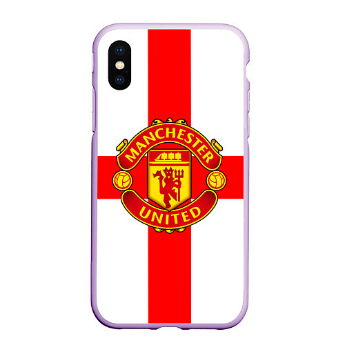 Чехол iPhone XS Max матовый Manchester Utd: England / 3D-Сиреневый – фото 1