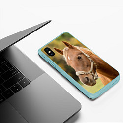 Чехол iPhone XS Max матовый Взгляд лошади, цвет: 3D-мятный — фото 2