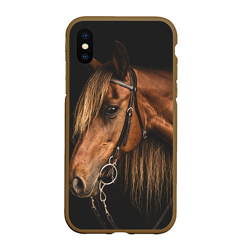 Чехол iPhone XS Max матовый Взгляд коня / 3D-Коричневый – фото 1