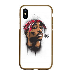 Чехол iPhone XS Max матовый 2Pac, цвет: 3D-коричневый