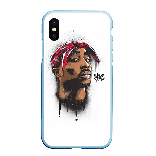 Чехол iPhone XS Max матовый 2Pac / 3D-Голубой – фото 1