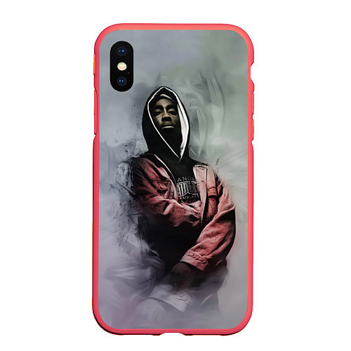 Чехол iPhone XS Max матовый Shakur Rap / 3D-Красный – фото 1