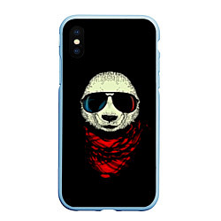 Чехол iPhone XS Max матовый Панда Хипстер, цвет: 3D-голубой
