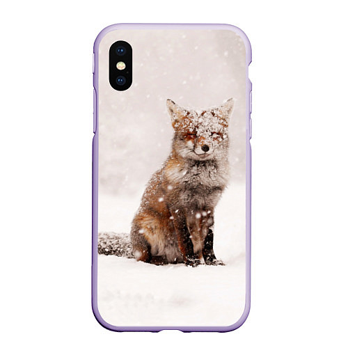 Чехол iPhone XS Max матовый Снежная лисица / 3D-Светло-сиреневый – фото 1