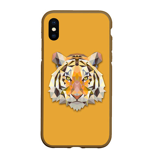 Чехол iPhone XS Max матовый Геометрический тигр / 3D-Коричневый – фото 1