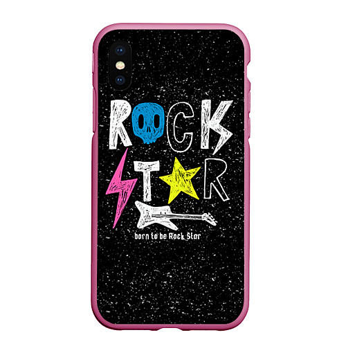 Чехол iPhone XS Max матовый Rock Star / 3D-Малиновый – фото 1