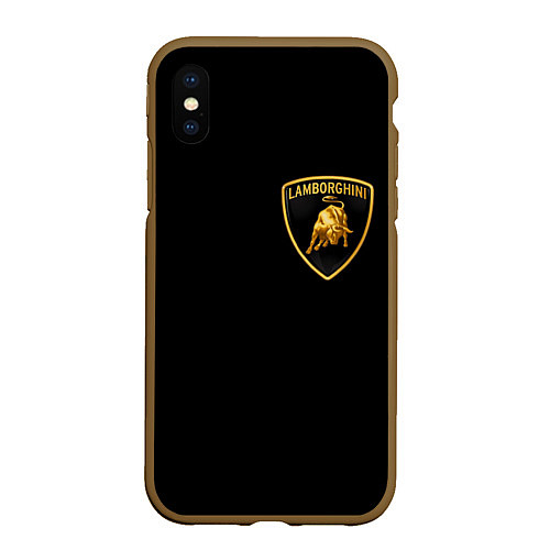 Чехол iPhone XS Max матовый Lamborghini / 3D-Коричневый – фото 1