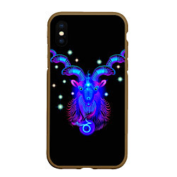 Чехол iPhone XS Max матовый Космический Козерог, цвет: 3D-коричневый