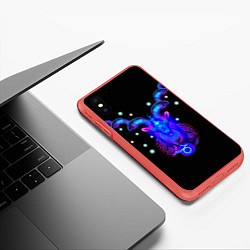 Чехол iPhone XS Max матовый Космический Козерог, цвет: 3D-красный — фото 2