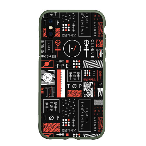 Чехол iPhone XS Max матовый 21 Pilots: Geometry / 3D-Темно-зеленый – фото 1