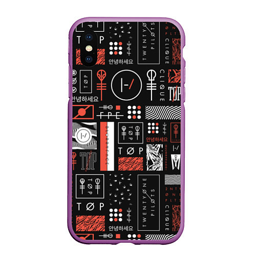 Чехол iPhone XS Max матовый 21 Pilots: Geometry / 3D-Фиолетовый – фото 1