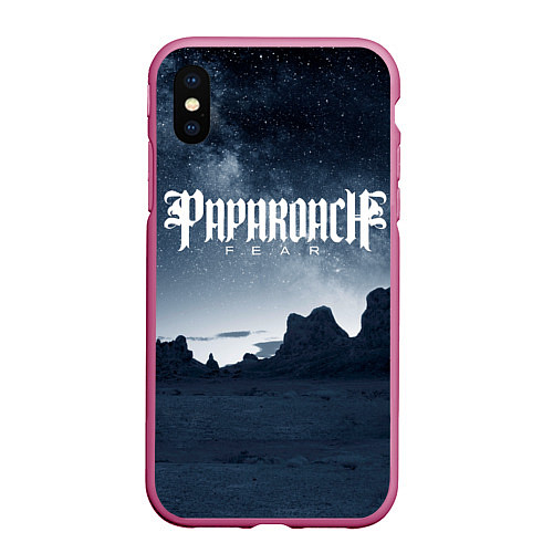 Чехол iPhone XS Max матовый Paparoach: Fear / 3D-Малиновый – фото 1