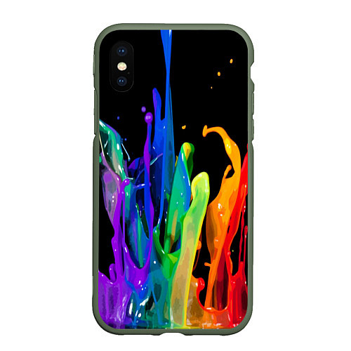Чехол iPhone XS Max матовый Всплеск красок / 3D-Темно-зеленый – фото 1