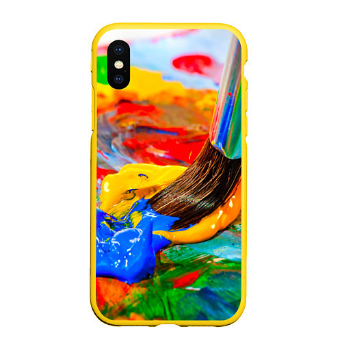 Чехол iPhone XS Max матовый Краски / 3D-Желтый – фото 1