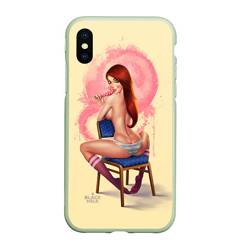 Чехол iPhone XS Max матовый Pin Up Girl / 3D-Салатовый – фото 1