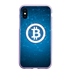 Чехол iPhone XS Max матовый Bitcoin Blue, цвет: 3D-светло-сиреневый