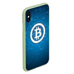 Чехол iPhone XS Max матовый Bitcoin Blue, цвет: 3D-салатовый — фото 2