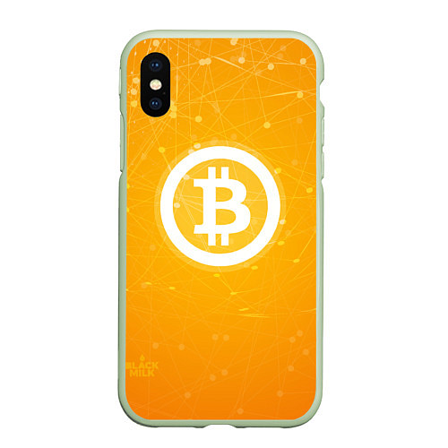 Чехол iPhone XS Max матовый Bitcoin Orange / 3D-Салатовый – фото 1