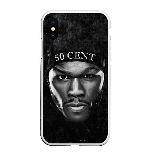 Чехол iPhone XS Max матовый 50 cent: black style / 3D-Белый – фото 1