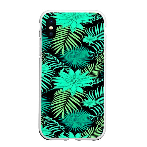 Чехол iPhone XS Max матовый Tropical pattern / 3D-Белый – фото 1