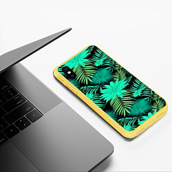 Чехол iPhone XS Max матовый Tropical pattern, цвет: 3D-желтый — фото 2