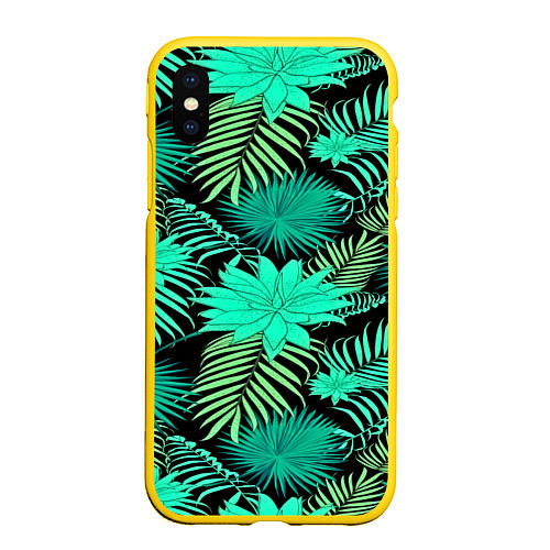 Чехол iPhone XS Max матовый Tropical pattern / 3D-Желтый – фото 1
