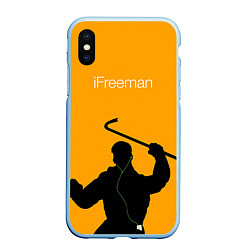 Чехол iPhone XS Max матовый IFreeman, цвет: 3D-голубой