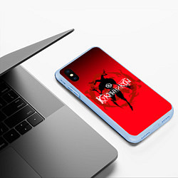 Чехол iPhone XS Max матовый Кукрыниксы: Дьявол, цвет: 3D-голубой — фото 2