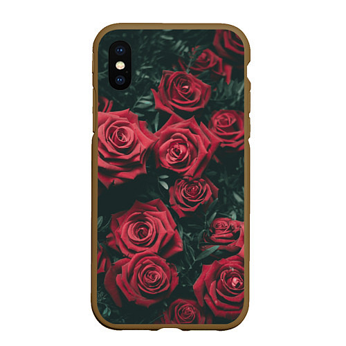 Чехол iPhone XS Max матовый Бархатные розы / 3D-Коричневый – фото 1