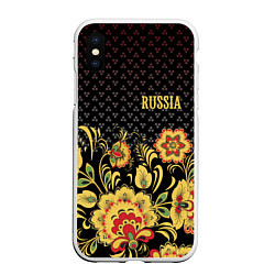 Чехол iPhone XS Max матовый Russia: black edition, цвет: 3D-белый