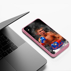 Чехол iPhone XS Max матовый Геннадий Головкин, цвет: 3D-малиновый — фото 2