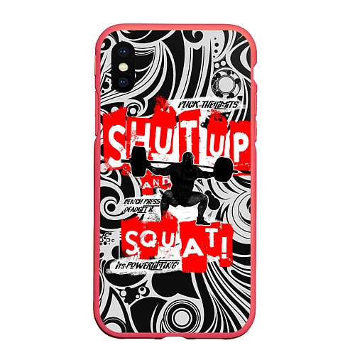 Чехол iPhone XS Max матовый Shut up & squat / 3D-Красный – фото 1