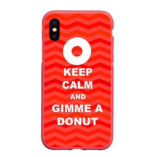 Чехол iPhone XS Max матовый Keep Calm & Gimme a donut / 3D-Красный – фото 1